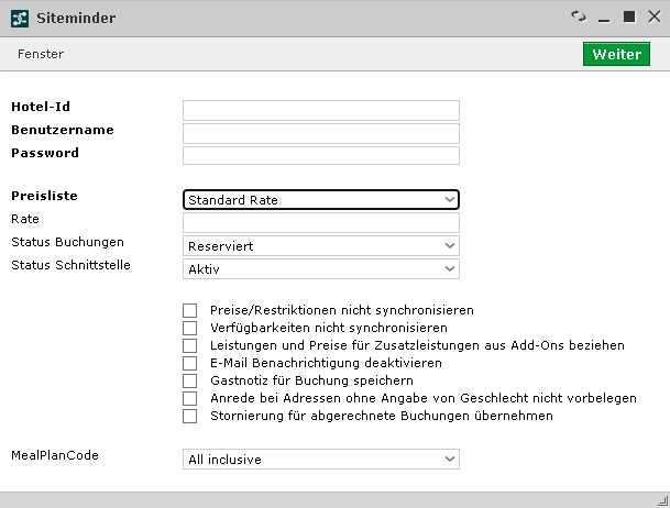 Schnittstelle SiteMinder Einrichtung