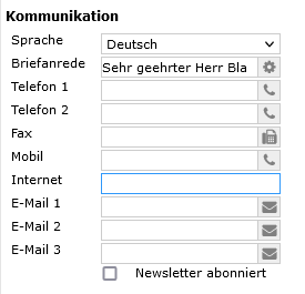 Adressdatensatz Kommunikation