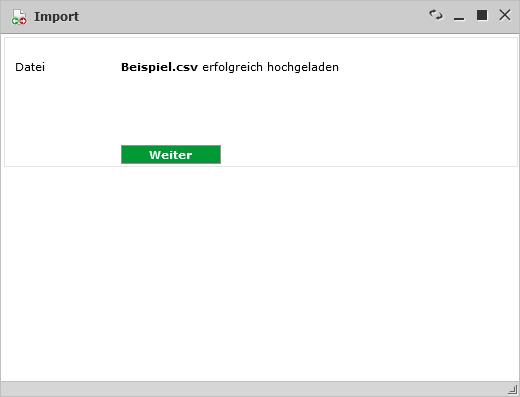 Import erfolgreich hochgeladen