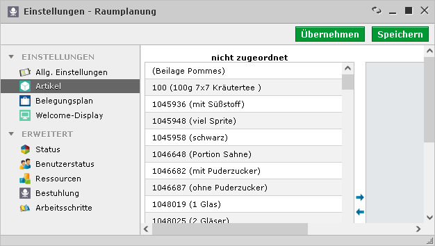 Raumplanung Einstellungen Artikel