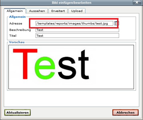 Bild einfügen über Adresse