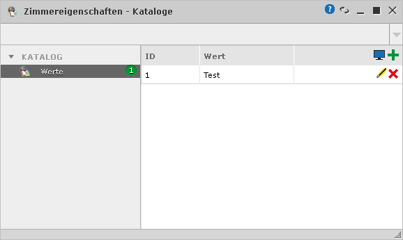Katalog Zimmereigenschaften