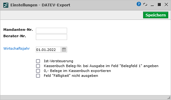 Schnittstelle DATEV-Export Einstellungen